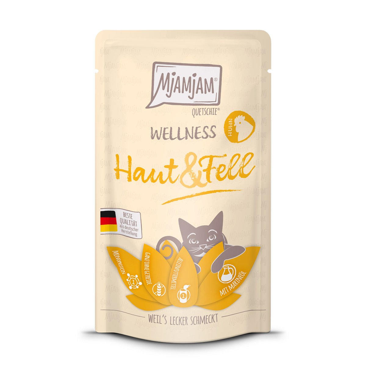 MjAMjAM Quetschie Wellness Haut & Fell Huhn 12x125g MjAMjAM Quetschie Wellness Haut & Fell Huhn 12x125g von MjAMjAM