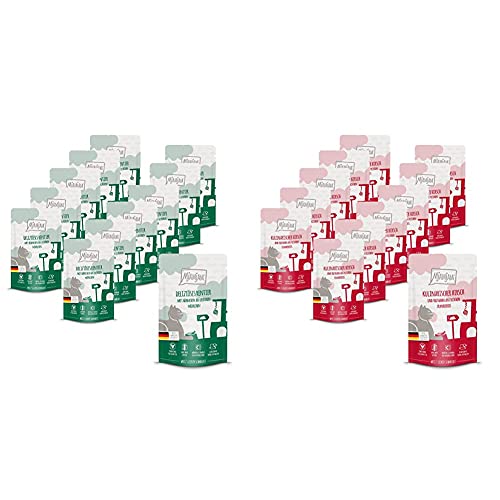 MjAMjAM Quetschie - deliziöses Rentier mit Hühnchen an leckeren Möhrchen 12x125 g, 1er Pack (1 x 1500 g) & Quetschie - Hirsch und Truthahn an Cranberries 12x125 g, 1er Pack (1 x 1500 g) von MjAMjAM