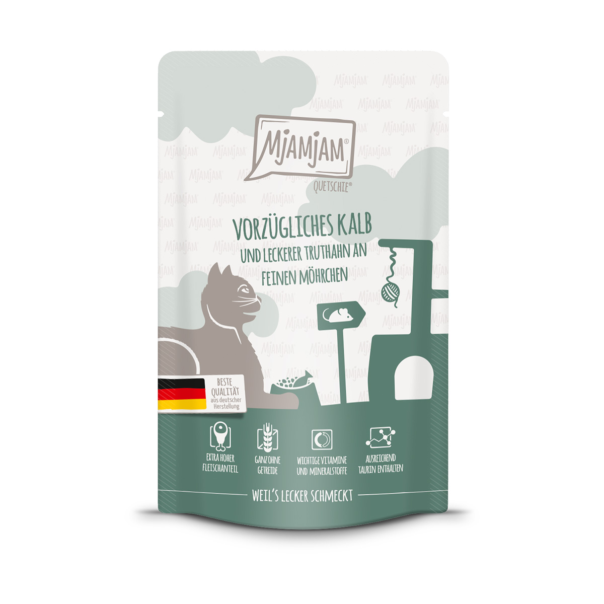 MjAMjAM Quetschie vorzügliches Kalb und Truthahn an leckeren Möhrchen 48x125g von MjAMjAM