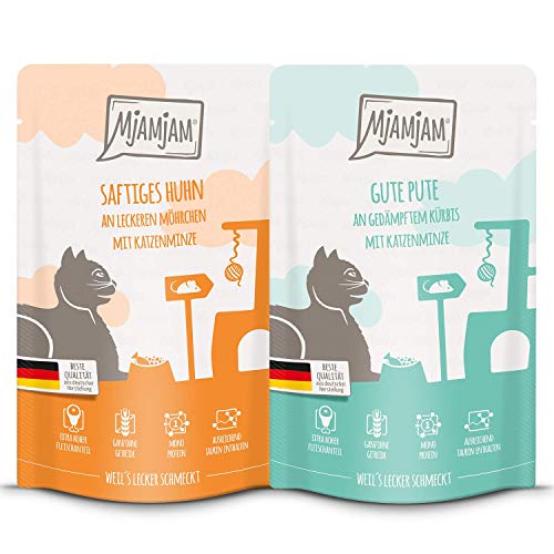 MjAMjAM - Premium Nassfutter für Katzen - Monopaket 1 125g, 12er Pack (12 x 125g), naturbelassen mit extra viel Fleisch von MjAMjAM