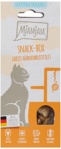 MjAMjAM - Premium Katzensnack - Snackbox - zartes Hühnerbrustfilet, 1er Pack (1 x 40 g), naturbelassen ganz ohne synthetische Konservierungsstoffe von MjAMjAM