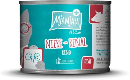 MjAMjAM VetCat - Premium Nassfutter für Katzen - Diät – Niere - Renal - Rind, 1er Pack (1 x 200g), getreidefrei von MjAMjAM