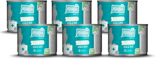 MjAMjAM VetCat - Premium Nassfutter für Katzen - Diät - Sterilised - Rind & Ente, 6er Pack (6 x 200g), getreidefrei von MjAMjAM