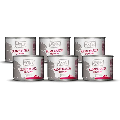 MjAMjAM - Premium Nassfutter für Katzen - kulinarischer Hirsch und Truthahn an frischen Cranberries, 6er Pack (6 x 200 g), getreidefrei mit extra viel Fleisch von MjAMjAM