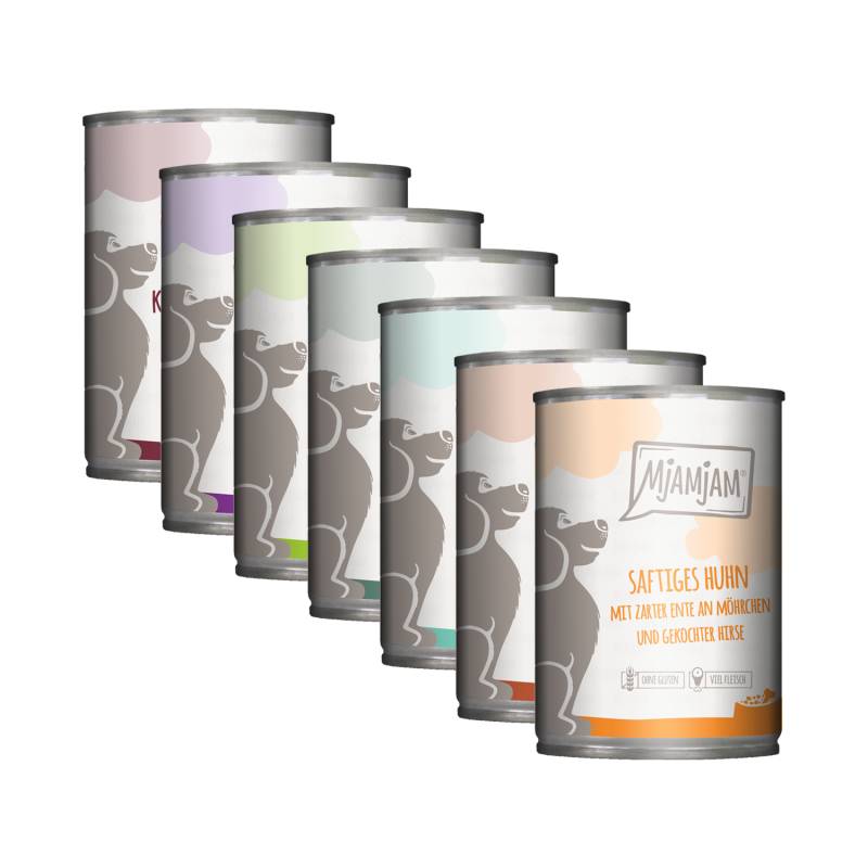 MjaMjaM Nassfutter - Dose Adult Dog - Huhn, Ente, Karotte und Hirse - 6 x 800 g von MjAMjAM