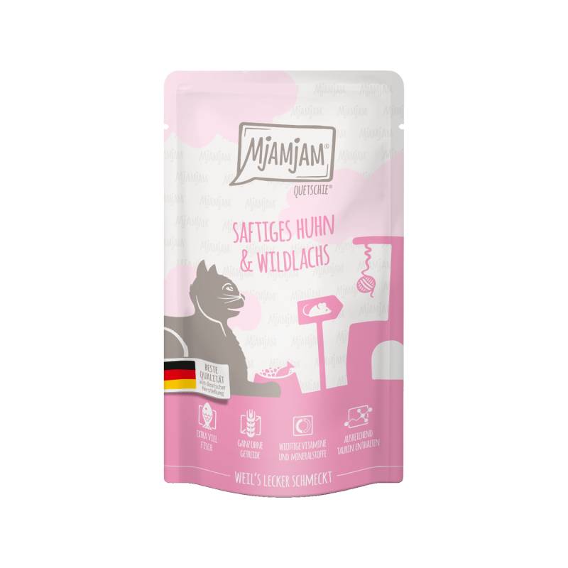 MjaMjaM Nassfutter - Quetschbeutel Adult Cat - Hirsch und Pute mit Preiselbeere - 3 x 125 g von MjAMjAM