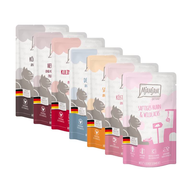 MjaMjaM Nassfutter - Quetschbeutel Adult Cat - Huhn und Lachs - 12 x 125 g von MjAMjAM
