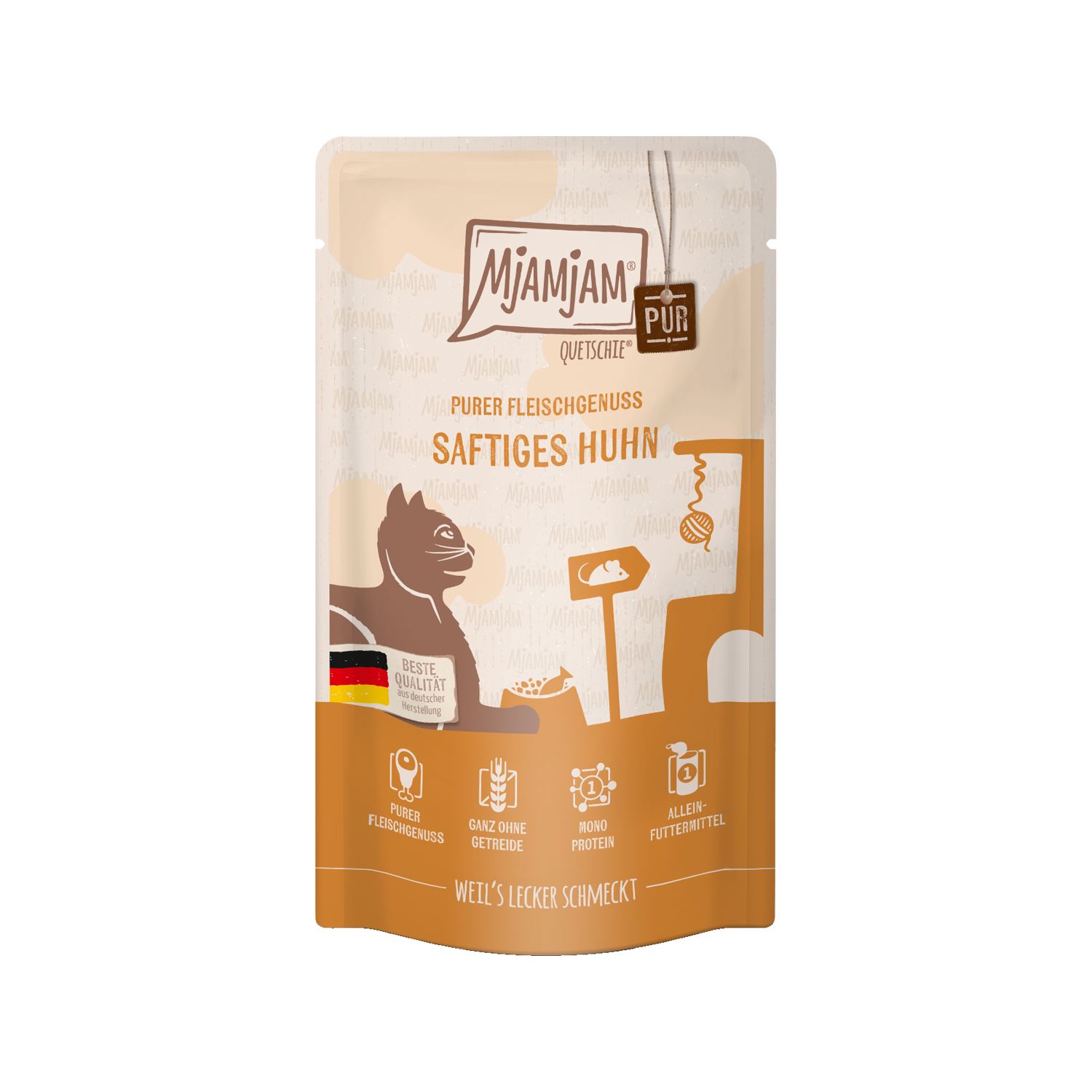 MjaMjaM Purer Fleischgenuss - Quetschbeutel Adult Cat - Lamm - 24 x 125 g von MjAMjAM
