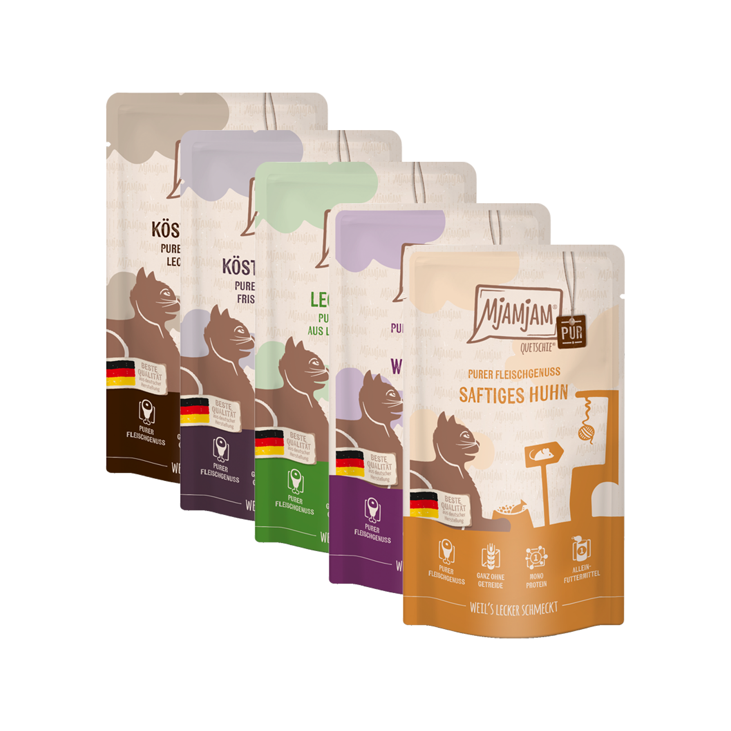 MjaMjaM Purer Fleischgenuss - Quetschbeutel Adult Cat - Rind - 125 g von MjAMjAM