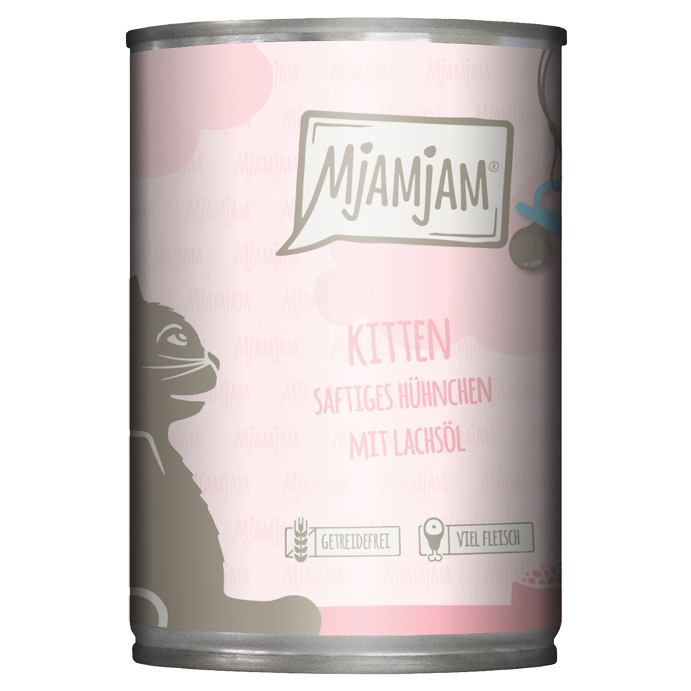 Sparpaket MjAMjAM Kitten 24 x 400 g  - saftiges Hühnchen mit Lachsöl von MjAMjAM