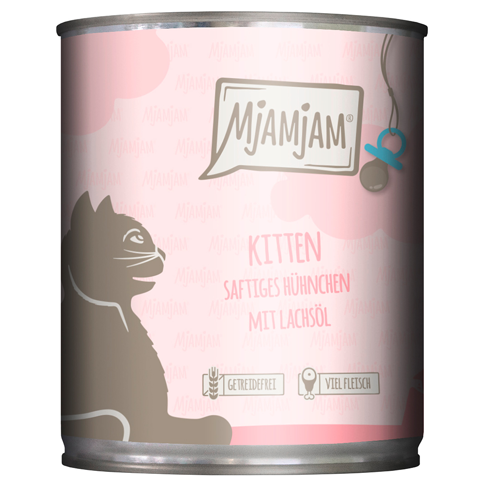 Sparpaket MjAMjAM Kitten 24 x 800 g - saftiges Hühnchen mit Lachsöl Sparpaket MjAMjAM Kitten 24 x 800 g - saftiges Hühnchen mit Lachsöl von MjAMjAM