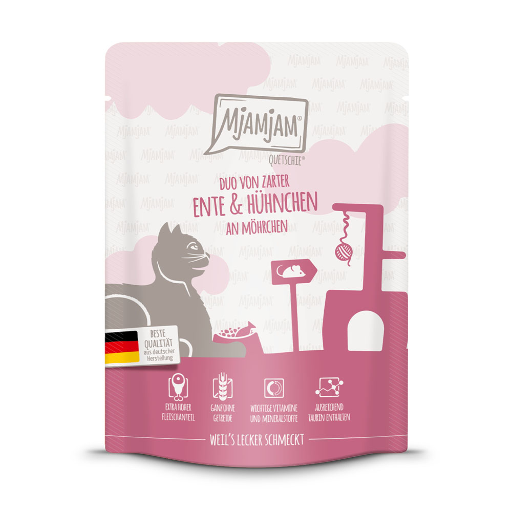 Sparpaket MjAMjAM Quetschie 24 x 300 g - Ente & Huhn Sparpaket MjAMjAM Quetschie 24 x 300 g - Ente & Huhn von MjAMjAM