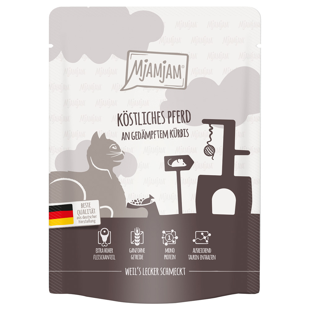 Sparpaket MjAMjAM Quetschie 24 x 300 g - köstliches Pferd an gedämpftem Kürbis Sparpaket MjAMjAM Quetschie 24 x 300 g - köstliches Pferd an gedämpftem Kürbis von MjAMjAM
