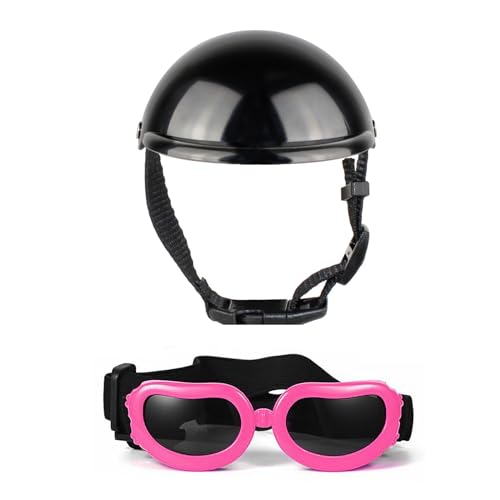 Hundehelm mit Ohrloch, Haustierhelm und Brille, Set mit verstellbarem Riemen, Hundesonnenbrille, Welpenkopfabdeckung für Fahrrad, Hundeausrüstung Hundehelm mit Ohrloch, Haustierhelm und Brille, Set mit verstellbarem Riemen, Hundesonnenbrille, Welpenkopfabdeckung für Fahrrad, Hundeausrüstung von Mjaie