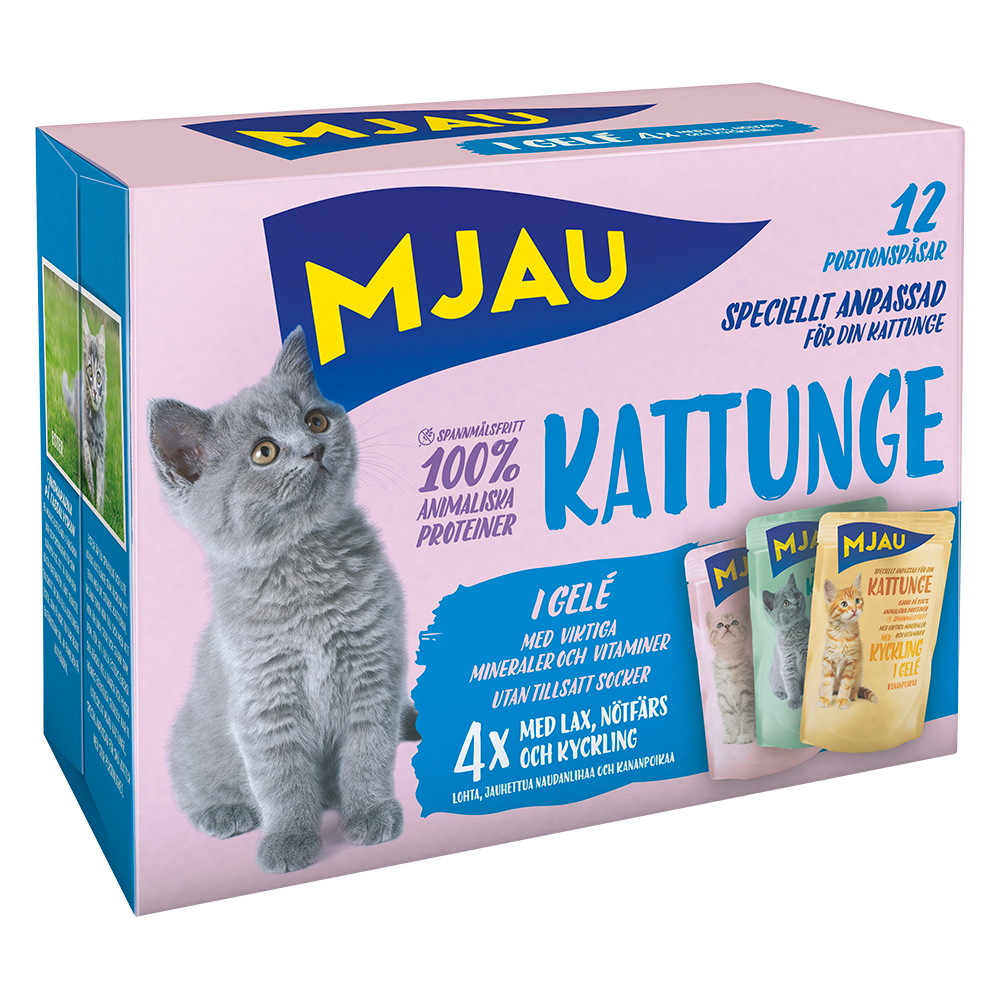 12 x 85 g / 48 x 85 g Mjau Cat Pouchs zum Sonderpreis! - 12 x 85 g Kitten Mixpaket Menü (3 Sorten) von Mjau