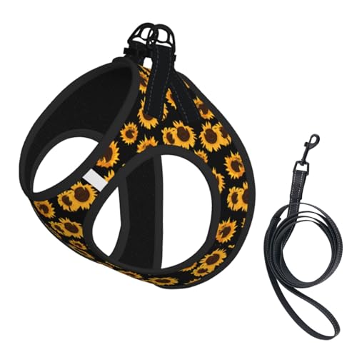 Goldene Sonnenblumen-Weste, reflektierend, verstellbar, für kleine Hunde, atmungsaktives Netzgewebe, bequeme Passform, einfach zu tragen, Sicherheitsleine Goldene Sonnenblumen-Weste, reflektierend, verstellbar, für kleine Hunde, atmungsaktives Netzgewebe, bequeme Passform, einfach zu tragen, Sicherheitsleine von Mjinbiao