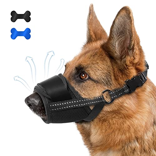 Maulkorb für Hunde, weicher Maulkorb für mittelgroße und große Hunde, um Beißen, Bellen und Kauen zu verhindern, Air-Mesh-Maulkorb mit reflektierendem und verstellbarem Gurt für mittelgroße und große Maulkorb für Hunde, weicher Maulkorb für mittelgroße und große Hunde, um Beißen, Bellen und Kauen zu verhindern, Air-Mesh-Maulkorb mit reflektierendem und verstellbarem Gurt für mittelgroße und große von Mkerycww