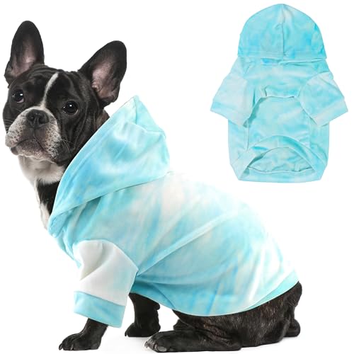 Mklhgty Hunde-Kapuzenpullover mit Batikfärbung, Welpenpullover, Sweatshirt, Kaltwettermantel, Haustierkleidung für Hund und Katze von Mklhgty
