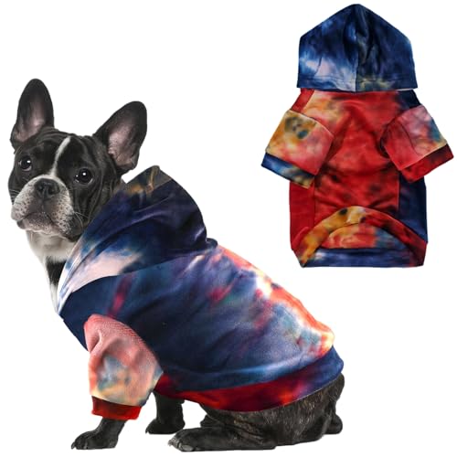 Mklhgty Hunde-Kapuzenpullover mit Batikfärbung, Welpenpullover, Sweatshirt, Kaltwettermantel, Haustierkleidung für Hund und Katze Mklhgty Hunde-Kapuzenpullover mit Batikfärbung, Welpenpullover, Sweatshirt, Kaltwettermantel, Haustierkleidung für Hund und Katze von Mklhgty