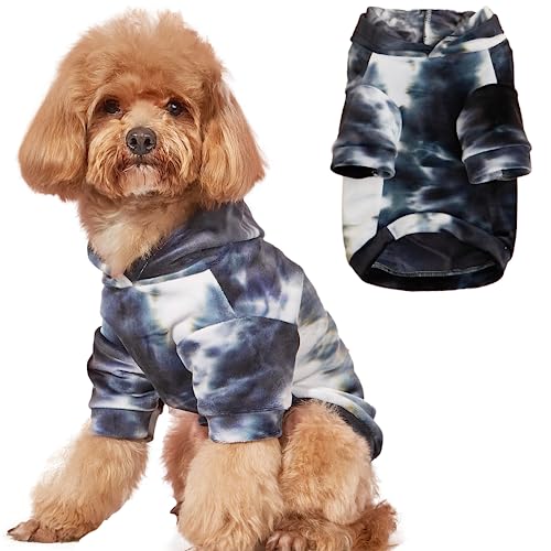 Mklhgty Hunde-Kapuzenpullover mit Batikfärbung, Welpenpullover, Sweatshirt, Kaltwettermantel, Haustierkleidung für Hund und Katze von Mklhgty