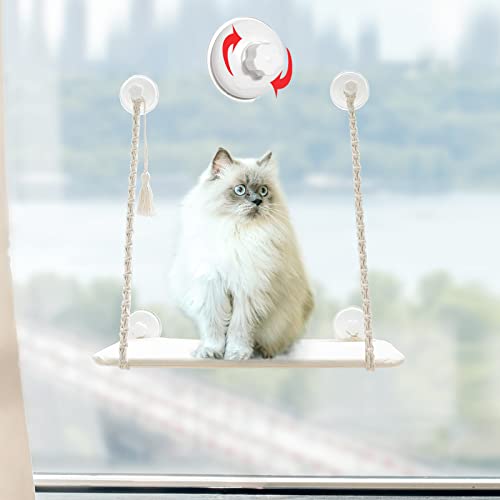 Mkono Makramee Katzenbett Fenster für Indoor-Katzen, Katzenhängematte 55 × 30 cm mit Saugnapf, Katzenregale, Fensterstange, Wandmontage, waschbar, hält bis zu 20 kg Mkono Makramee Katzenbett Fenster für Indoor-Katzen, Katzenhängematte 55 × 30 cm mit Saugnapf, Katzenregale, Fensterstange, Wandmontage, waschbar, hält bis zu 20 kg von Mkono