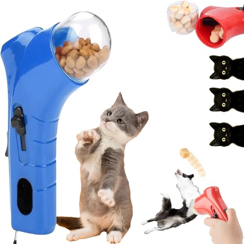 Mksoxc Pet Treat Launcher - Interactive Pet Treat Launcher for Dogs and Cats, Handheld Snack Shooter with Adjustable Speed, Perfect for Exercise, Training, and Outdoor Play (Blue) von Mksoxc