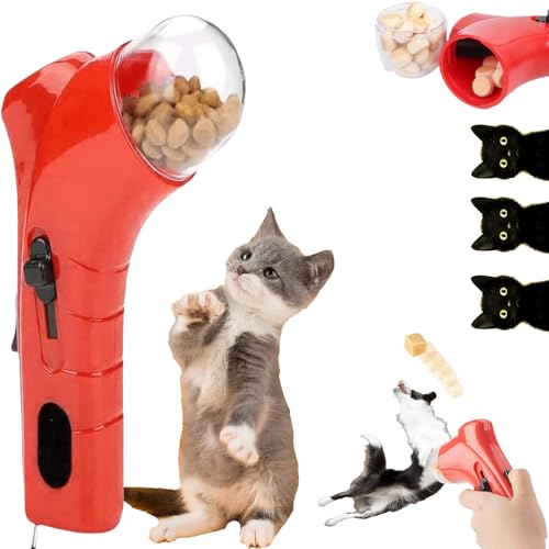 Mksoxc Pet Treat Launcher - Interactive Pet Treat Launcher for Dogs and Cats, Handheld Snack Shooter with Adjustable Speed, Perfect for Exercise, Training, and Outdoor Play (Red) von Mksoxc