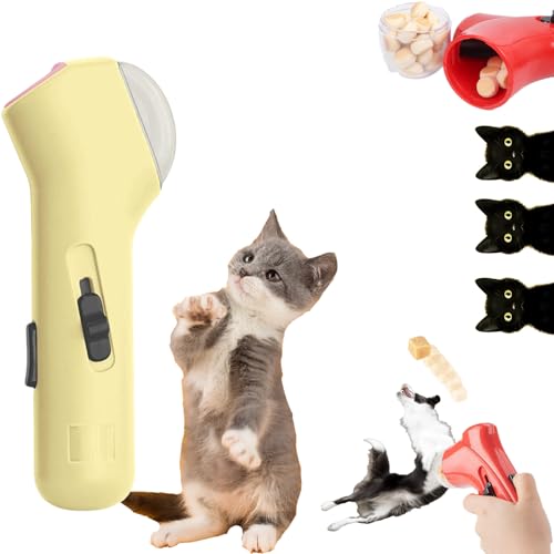 Mksoxc Pet Treat Launcher - Interactive Pet Treat Launcher for Dogs and Cats, Handheld Snack Shooter with Adjustable Speed, Perfect for Exercise, Training, and Outdoor Play (Yellow) von Mksoxc