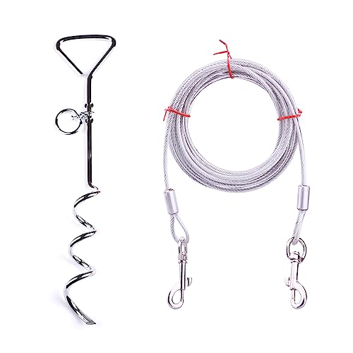 Haustier-Auslegekabel und Pfahl-Set für kleine, große Hunde, 24 cm, 50 cm, 32,8 m, kein Verheddern, für den Außenbereich, Kabel und Pfahl, 9,8 m, 4,6 m, 3 m Seil, große und kleine Hunde Haustier-Auslegekabel und Pfahl-Set für kleine, große Hunde, 24 cm, 50 cm, 32,8 m, kein Verheddern, für den Außenbereich, Kabel und Pfahl, 9,8 m, 4,6 m, 3 m Seil, große und kleine Hunde von Mllepjdh