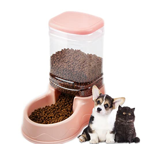 Automatischer Futterspender für Katzen, Schwerkraft, für Hunde, 1 Liter, selbstdosierender Futternapf für kleine und mittelgroße Haustiere, großes Fassungsvermögen (rosa Futterspender) von Mltao