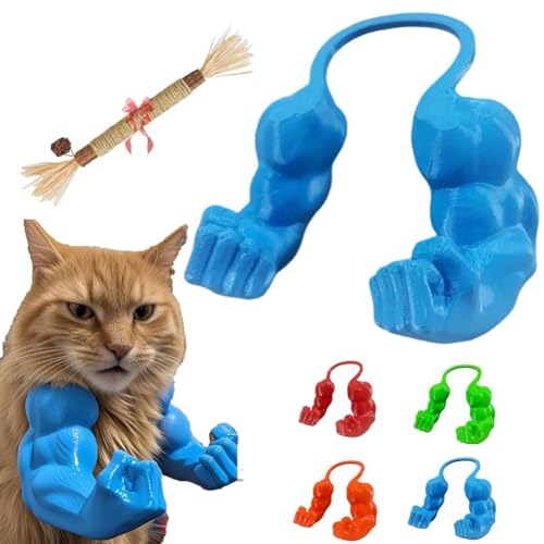 Katzenmuskelarme, Katzen-Halloweenkostüme, Kreativer Grüner Riesenarm, 3D-Gedrucktes Katzenmuskelarm-Accessoire, Lustiges Haustier-Riesenhandmuskelarm-Kostüm, Cosplay(Blue) von Mlthcig