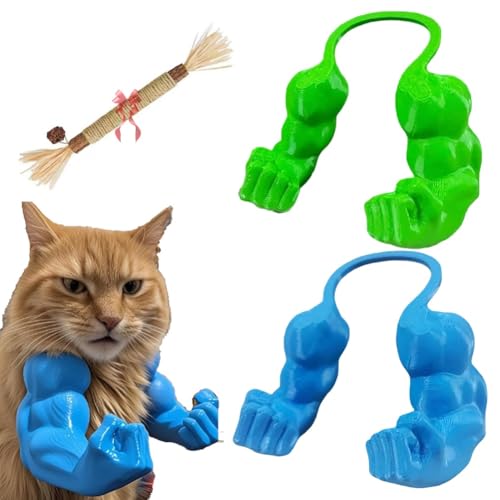 Katzenmuskelarme, Katzen-Halloweenkostüme, Kreativer Grüner Riesenarm, 3D-Gedrucktes Katzenmuskelarm-Accessoire, Lustiges Haustier-Riesenhandmuskelarm-Kostüm, Cosplay(Blue+Green) von Mlthcig