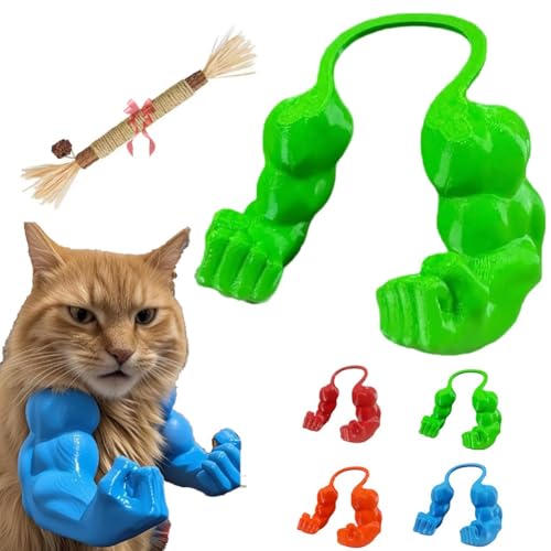 Katzenmuskelarme, Katzen-Halloweenkostüme, Kreativer Grüner Riesenarm, 3D-Gedrucktes Katzenmuskelarm-Accessoire, Lustiges Haustier-Riesenhandmuskelarm-Kostüm, Cosplay(Grün) von Mlthcig