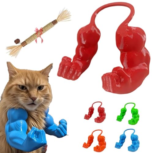 Katzenmuskelarme, Katzen-Halloweenkostüme, Kreativer Grüner Riesenarm, 3D-Gedrucktes Katzenmuskelarm-Accessoire, Lustiges Haustier-Riesenhandmuskelarm-Kostüm, Cosplay(Red) von Mlthcig