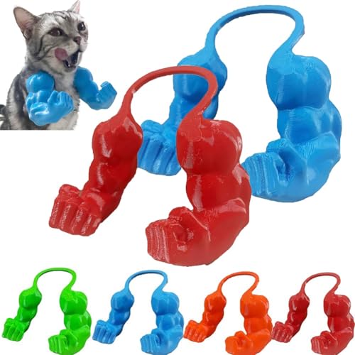 Muskulöse Arme for Katzen, Reative Katzenmuskelarme, 3D-Gedruckter Kreativer Riesiger Starker Katzenhalsarm, Halloween-Katzenkostüm, Lustiges Kätzchen, Superhelden-Haustier-Cosplay-Zubehör(Blue+Red) von Mlthcig