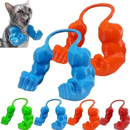 Muskulöse Arme for Katzen, Reative Katzenmuskelarme, 3D-Gedruckter Kreativer Riesiger Starker Katzenhalsarm, Halloween-Katzenkostüm, Lustiges Kätzchen, Superhelden-Haustier-Cosplay-Zubehör(Blue+Orange von Mlthcig