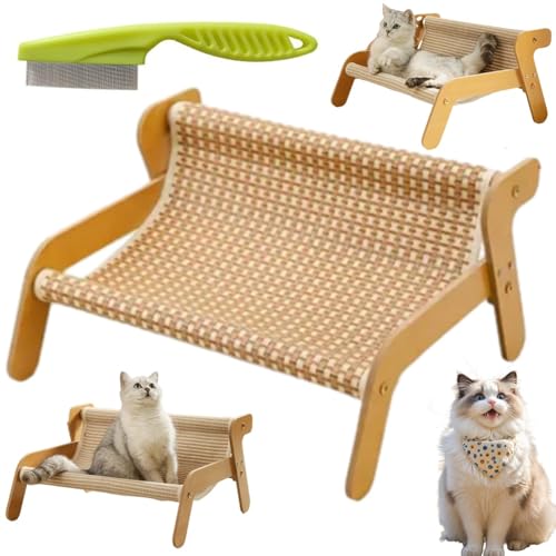 The Claw Lounge, 2-in-1-Katzenkratzbrett und Liege, Katzen-Sisal-Loungesessel, Haustierbetten for Hauskatzen, verschleißfester Kratzbrettstuhl, Krallenschneiden und bequemer Schaukelkratzbaum(Cool Mat von Mlthcig