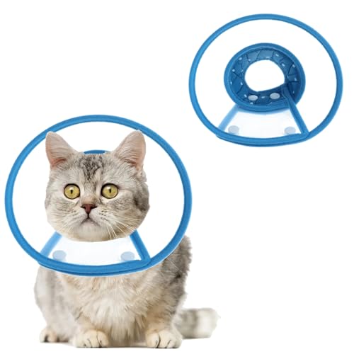 Haustierkegel, kleine Größe, verstellbar, Elizabeth-Schutzhalsband, Anti-Biss-Leck-Sicherheitshalsschutz, für kleine Hunde und Katzen (Blau, Halsumfang 15–19,8 cm, Tiefe 8,9 cm) von Mmgoqqt