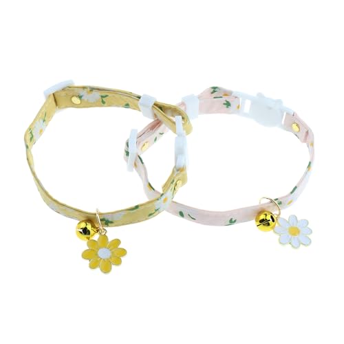 Katzenhalsband mit Glöckchen, Blumen-Anhängern und Sicherheitsschnalle, verstellbares Kätzchenhalsband, weiches Blumenmuster, Haustierhalsband für Katzen für Katzen, Welpen, kleine Haustiere (Gelb + Katzenhalsband mit Glöckchen, Blumen-Anhängern und Sicherheitsschnalle, verstellbares Kätzchenhalsband, weiches Blumenmuster, Haustierhalsband für Katzen für Katzen, Welpen, kleine Haustiere (Gelb + von Mmgoqqt