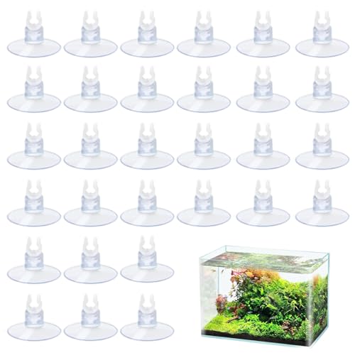 30 Stück Saugnapf Aquarium,Co2 Schlauch Aquarium,Clips Saugnäpfe für Aquarium-Fisch,Transparent Schlauchhalterung Tube Halter Zubehör,Saugnäpfe Glasschlauch Airline Luftverkehrslinie Schlauchhalter von MniimaLuxe