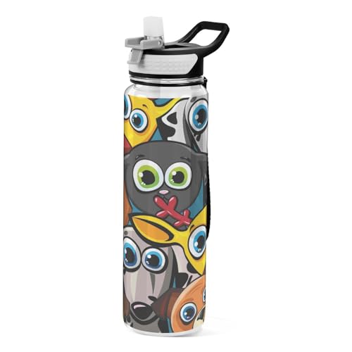 Hundesport-Trinkflaschen mit Strohhalmkappe, BPA-freie Tritan-Kunststoff-Trinkflasche mit Strohhalm von Mnsruu