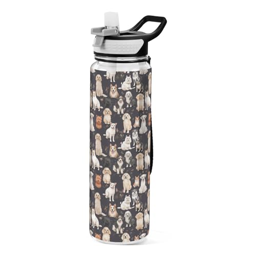 Sport-Wasserflasche, BPA-frei, Tritan-Kunststoff-Trinkflasche mit Strohhalm, 1 Stück von Mnsruu