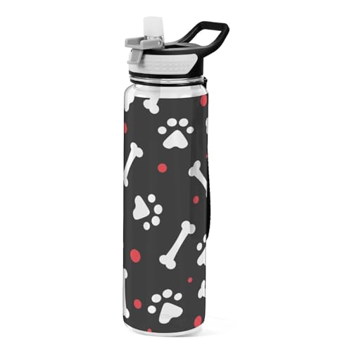 Sport-Wasserflaschen mit Strohhalmkappe, BPA-frei, aus Tritan-Kunststoff, mit Strohhalm, Rot mit Punkten, Schwarz Sport-Wasserflaschen mit Strohhalmkappe, BPA-frei, aus Tritan-Kunststoff, mit Strohhalm, Rot mit Punkten, Schwarz von Mnsruu