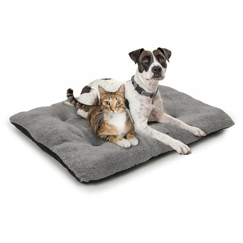MoNiBloom Hundebetten für große Hunde, maschinenwaschbar, kurzes Plüsch-Haustierbett, wärmend, gemütlich, weiches Bett für Hunde und Katzen, 99,1 x 73,7 x 12,7 cm, Dunkelgrau von MoNiBloom
