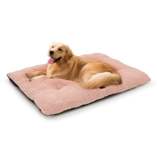 MoNiBloom Hundebetten für große Hunde, maschinenwaschbar, kurzes Plüsch-Haustierbett, wärmend, gemütlich, weiches Bett für Hunde und Katzen, Rosa, 99,1 x 73,7 x 12,7 cm von MoNiBloom