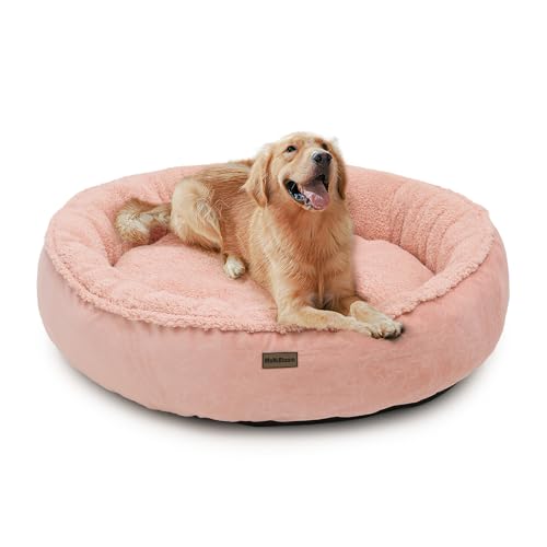 MoNiBloom Hundebetten für große Hunde, maschinenwaschbar, kurzes Plüschbett, wärmend, gemütlich, weiches Bett für Hunde und Katzen, 91,4 x 91,4 x 22,9 cm, Rosa von MoNiBloom