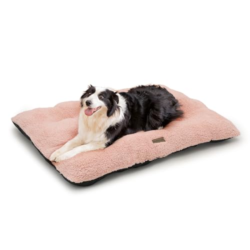 MoNiBloom Hundebetten für mittelgroße Hunde, maschinenwaschbar, kurzes Plüschbett, wärmend, gemütlich, weiches Bett für Hunde und Katzen, 87,6 x 66 x 14 cm, Rosa von MoNiBloom