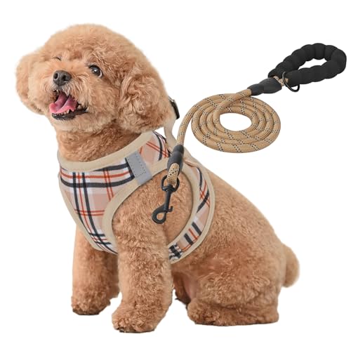 MoNiBloom Hundegeschirr mit Leine, reflektierend, weich, gepolstert, für Spaziergänge, Training, einfach anzuziehen, für kleine Hunde, Beige, Größe S MoNiBloom Hundegeschirr mit Leine, reflektierend, weich, gepolstert, für Spaziergänge, Training, einfach anzuziehen, für kleine Hunde, Beige, Größe S von MoNiBloom
