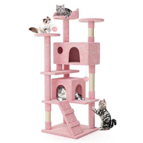 MoNiBloom Katzenbaum, 70 Zoll Katzenbaum Turm mit 2 Höhle, Hoher Katzenturm mit Kratzbaum, Katzenkletterturm, Katzenbaum für Indoor-Katzen, Weiches Rosa MoNiBloom Katzenbaum, 70 Zoll Katzenbaum Turm mit 2 Höhle, Hoher Katzenturm mit Kratzbaum, Katzenkletterturm, Katzenbaum für Indoor-Katzen, Weiches Rosa von MoNiBloom