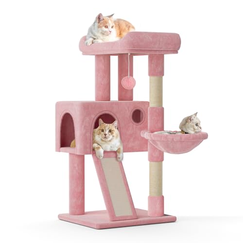 MoNiBloom Katzenbaum, 91.4 cm Katzenbaum Turm mit Katzenhütte, Kleiner Katzenturm mit Kratzbaum & Sisalüberzogenem Kratzbrett, Katzenkletterturm mit Hängematte, Katzenbaum für Indoor-Katzen, Weiches MoNiBloom Katzenbaum, 91.4 cm Katzenbaum Turm mit Katzenhütte, Kleiner Katzenturm mit Kratzbaum & Sisalüberzogenem Kratzbrett, Katzenkletterturm mit Hängematte, Katzenbaum für Indoor-Katzen, Weiches von MoNiBloom